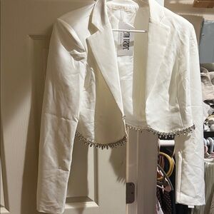 12th Tribe White Blazer with Silver Embellishments